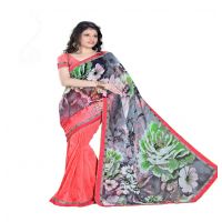 Rock-Fashion Red Weightless Printed  Work Saree