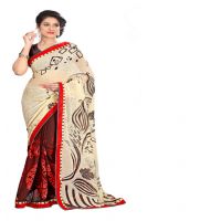 Rock-Fashion Brown Weightless Printed  Work Saree