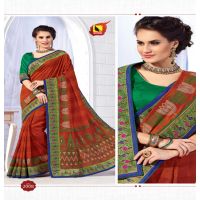 Kangana Dark Orange Dupion Silk Saree