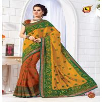 Kangana Orange Dupion Silk Saree