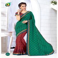 Kangana Green & Brown Dupion Silk Saree