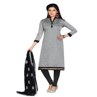 Viva N Diva Grey Colored Chanderi Cotton Suit