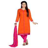Viva N Diva Orange Colored Chanderi Cotton Suit.