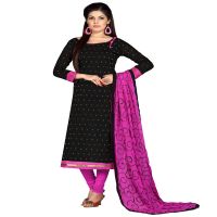 Viva N Diva Black Colored Chanderi Cotton Suit