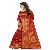 Red Colored Banarasi Silk Saree