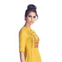 Viva N Diva Yellow Colored Modal & Crepe Georgette Kurti