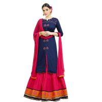 Viva N Diva Navy Blue Colored Pure Cotton Lahenga Suit