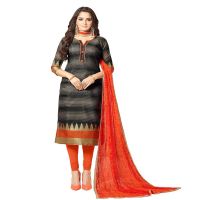 Viva N Diva Charcoal Black Colored Banarasi Silk Salwar Suit.