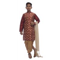 Designer Kids Maroon Kurta Dhoti Set