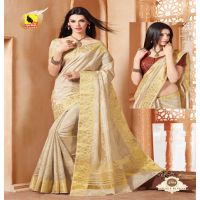 Rudraksha Cream New Fancy Tussar Silk Saree