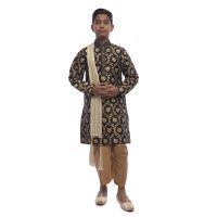 Designer Kids Black Kurta Dhoti Set