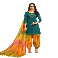 Viva N Diva Dark Green Colored Silk Patiala Salwar Suit