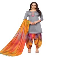 Viva N Diva Grey Colored Silk Patiala Salwar Suit