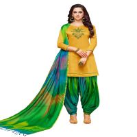 Viva N Diva Mustard Colored Silk Patiala Salwar Suit