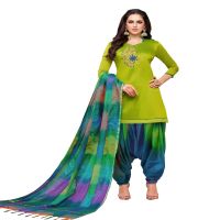 Viva N Diva Parrot Green Colored Silk Patiala Salwar Suit