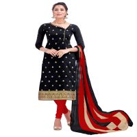 Viva N Diva Black Colored Chanderi Silk Salwar Suit