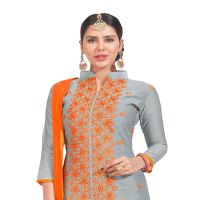 Viva N Diva Grey Colored Chanderi Silk Salwar Suit