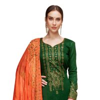 Viva N Diva Bottle Green Colored Pure Silk Salwar Suit