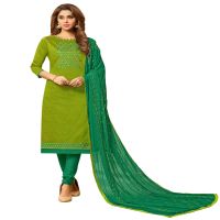 Viva N Diva Parrot Green Colored South Cotton Slub Salwar Suit