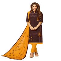 Viva N Diva Dark Brown Colored South Cotton Slub Salwar Suit