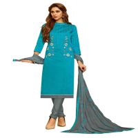 Viva N Diva Sky Blue Colored South Cotton Slub Salwar Suit