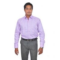 Unicot Purple Slim Fit Checks Shirt