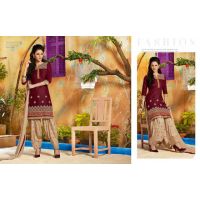 Hi-Fashion Maroon  Embroidered Straight Suit 