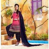 Hi-Fashion Pink  Embroidered Straight Suit 