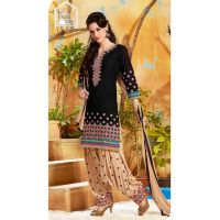 Hi-Fashion Black Embroidered Straight Suit 
