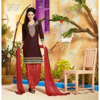 Hi-Fashion Brown  Embroidered Straight Suit 