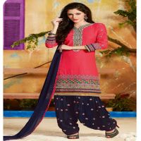 Hi-Fashion Pink Embroidered Straight Suit 