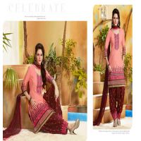 Hi-Fashion Salmon  Embroidered Straight Suit 