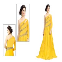 Hi-Fashion Yellow Embroidered Designer Readymade Gown