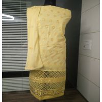 Hi-Fashion Yellow Embroidered Unstitched Cotton Straight Suit