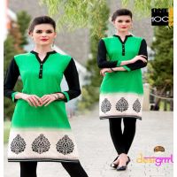 Hi-Fashion Designer Green Printed Cotton Kurti