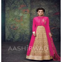 Hi-Fashion Semi-Stitched Embroidered Pink Salwar kameez