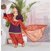 Hi-Fashion Cotton Violet Unstitch Patiala Suit