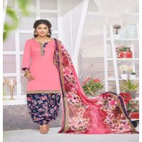 Hi-Fashion Cotton pink Unstitch Patiala Suit