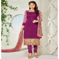 Hi-Fashion Pink Embroidered Unstitched Straight Suit
