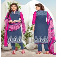 Hi-Fashion Blue Embroidered Unstitched Straight Suit