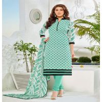 Hi-Fashion Sea-Green Printed Unstitched Straight Suit