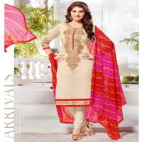 Hi-Fashion Cream Embroidered Unstitched Straight Suit