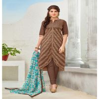 Hi-Fashion Brown Embroidered Unstitched Straight Suit