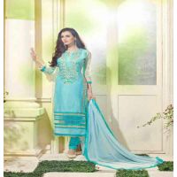 Hi-Fashion Unstitched Aqua Blue Straight Suit