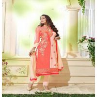 Hi-Fashion Unstitched Peach With Cream Straight Suit