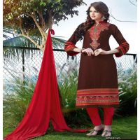 Hi-Fashion Unstitched Maroon With Red Embroidered Trendy Suit