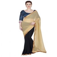 Hi-Fashion Black Georgette Border Lace Work Work Saree