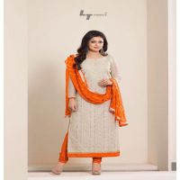 Hi-Fashion Unstitched Cream Embroidered Trendy Suit