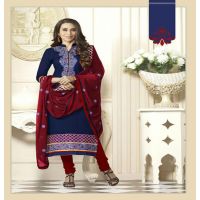 Hi-Fashion Blue Embroidered Straight Suit 