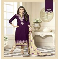 Hi-Fashion Violet Embroidered Straight Suit 